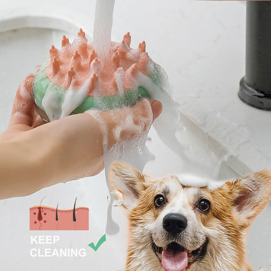 2-in-1 Pet Bath Brush – Grooming & Soap Dispenser Tool - Pup Lake